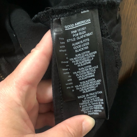 Good American Women's 6-12 Always Fits Good Legs Skinny Black High-Rise Jeans - Picture 6 of 14